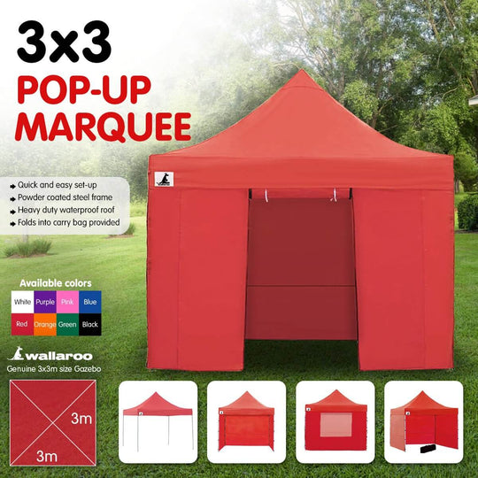 DSZ Product, feed-cond-new, feed-sl-DSZ Freight Payable, newWallaroo Gazebo Tent Marquee 3 X 3 Popup Outdoor  Red - Premium Home & Garden > Shading > Canopies & Gazebos from Wallaroo ! Shop Online Buy Now at S & D's Value Store Family Business Best Customer ServiceDSZ Product, feed-cond-new, feed-sl-DSZ Freight Payable, new