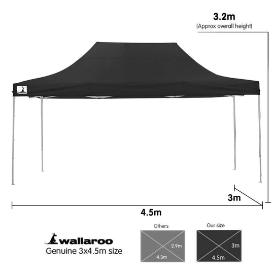 DSZ Product, feed-cond-new, feed-sl-DSZ Freight Payable, newWallaroo Gazebo Tent Marquee 3 X 4.5M Popup Outdoor Black - Premium Home & Garden > Shading > Canopies & Gazebos from Wallaroo ! Shop Online Buy Now at S & D's Value Store Family Business Best Customer ServiceDSZ Product, feed-cond-new, feed-sl-DSZ Freight Payable, new