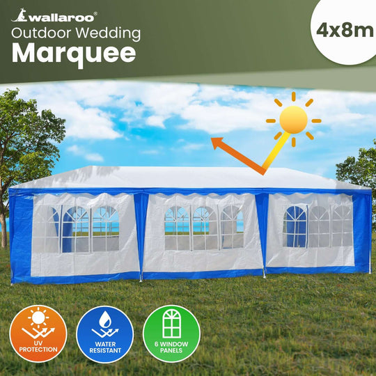 DSZ Product, feed-cond-new, feed-sl-DSZ Freight Payable, newWallaroo 4 X 8 Outdoor Event Wedding Marquee Tent Blue - Premium Home & Garden > Shading > Canopies & Gazebos from Wallaroo ! Shop Online Buy Now at S & D's Value Store Family Business Best Customer ServiceDSZ Product, feed-cond-new, feed-sl-DSZ Freight Payable, new