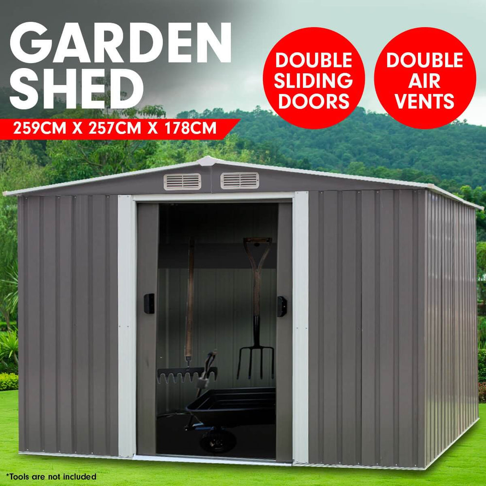 DSZ Product, feed-cond-new, feed-sl-DSZ Freight Payable, newWallaroo Garden Shed Spire Roof 8Ftx8Ft Outdoor Storage Shelter - Grey - Premium Home & Garden > Storage > Sheds from Wallaroo ! Shop Online Buy Now at S & D's Value Store Family Business Best Customer ServiceDSZ Product, feed-cond-new, feed-sl-DSZ Freight Payable, new