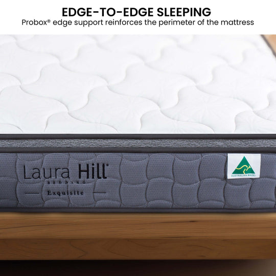 Laura Hill Exquisite Australian Made Mattress with Probox edge support for edge-to-edge sleeping comfort.