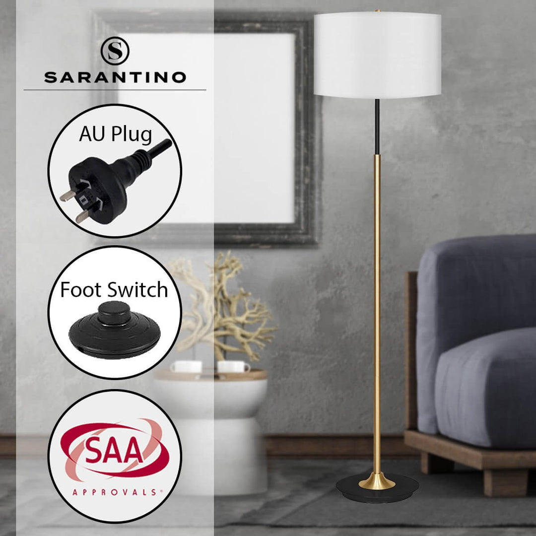 DSZ Product, feed-cond-new, feed-sl-DSZ Freight PayableSarantino Metal Floor Lamp Brushed Brass Finish With White Shade - Premium Home & Garden > Lighting > Night Lights & Ambient Lighting from Sarantino ! Shop Online Buy Now at S & D's Value Store Family Business Best Customer ServiceDSZ Product, feed-cond-new, feed-sl-DSZ Freight Payable