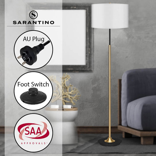 DSZ Product, feed-cond-new, feed-sl-DSZ Freight PayableSarantino Metal Floor Lamp Brushed Brass Finish With White Shade - Premium Home & Garden > Lighting > Night Lights & Ambient Lighting from Sarantino ! Shop Online Buy Now at S & D's Value Store Family Business Best Customer ServiceDSZ Product, feed-cond-new, feed-sl-DSZ Freight Payable