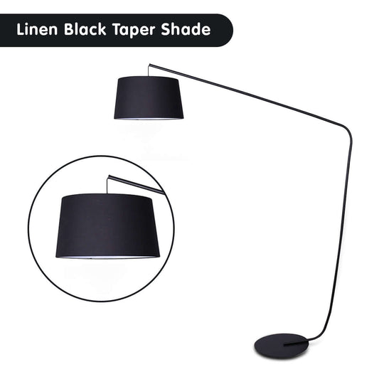 _label_, DSZ Product, feed-cond-new, feed-sl-free shipping, free-shipping, newSarantino Metal Arc Floor Lamp In Black Finish With Linen Taper Shade - Premium Home & Garden > Lighting > Night Lights & Ambient Lighting from Sarantino ! Shop Online Buy Now at S & D's Value Store Family Business Best Customer Service_label_, DSZ Product, feed-cond-new, feed-sl-free shipping, free-shipping, new