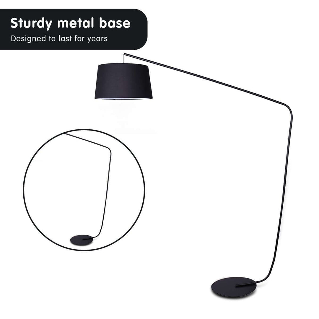 _label_, DSZ Product, feed-cond-new, feed-sl-free shipping, free-shipping, newSarantino Metal Arc Floor Lamp In Black Finish With Linen Taper Shade - Premium Home & Garden > Lighting > Night Lights & Ambient Lighting from Sarantino ! Shop Online Buy Now at S & D's Value Store Family Business Best Customer Service_label_, DSZ Product, feed-cond-new, feed-sl-free shipping, free-shipping, new