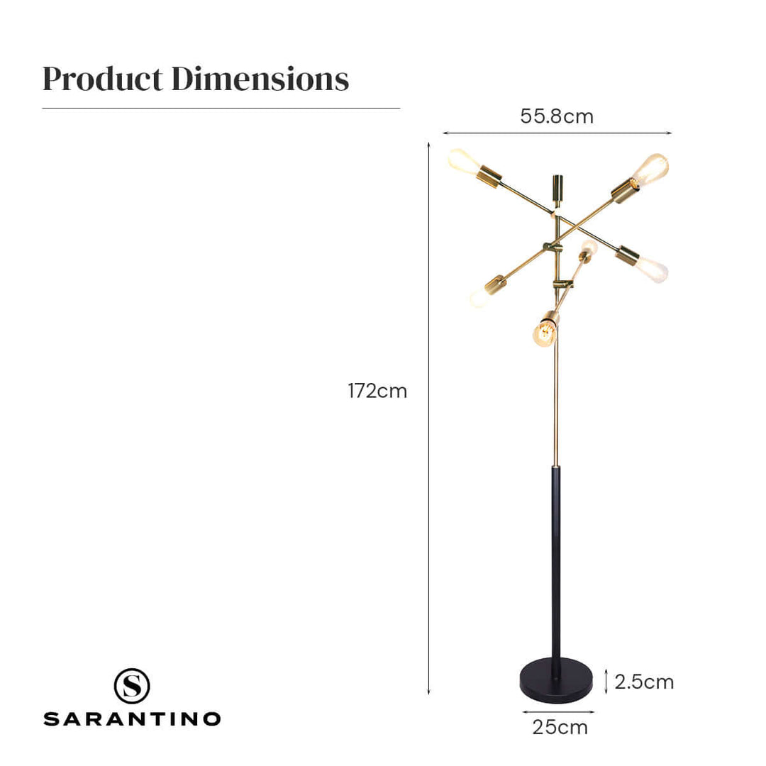 _label_, DSZ Product, feed-cond-new, feed-sl-free shipping, free-shipping, newSarantino 6 - Light Metal Sputnik Floor Lamp - Premium Home & Garden > Lighting > Night Lights & Ambient Lighting from Sarantino ! Shop Online Buy Now at S & D's Value Store Family Business Best Customer Service_label_, DSZ Product, feed-cond-new, feed-sl-free shipping, free-shipping, new