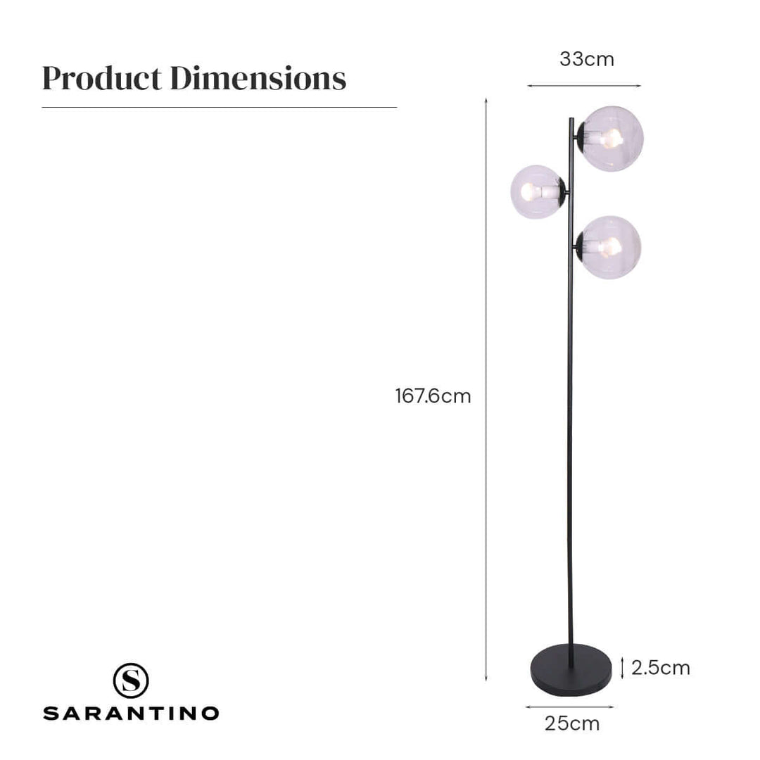 _label_, DSZ Product, feed-cond-new, feed-sl-free shipping, free-shippingSarantino 3 - Light Black Metal Floor Lamp - Premium Home & Garden > Lighting > Table Lamps from Sarantino ! Shop Online Buy Now at S & D's Value Store Family Business Best Customer Service_label_, DSZ Product, feed-cond-new, feed-sl-free shipping, free-shipping