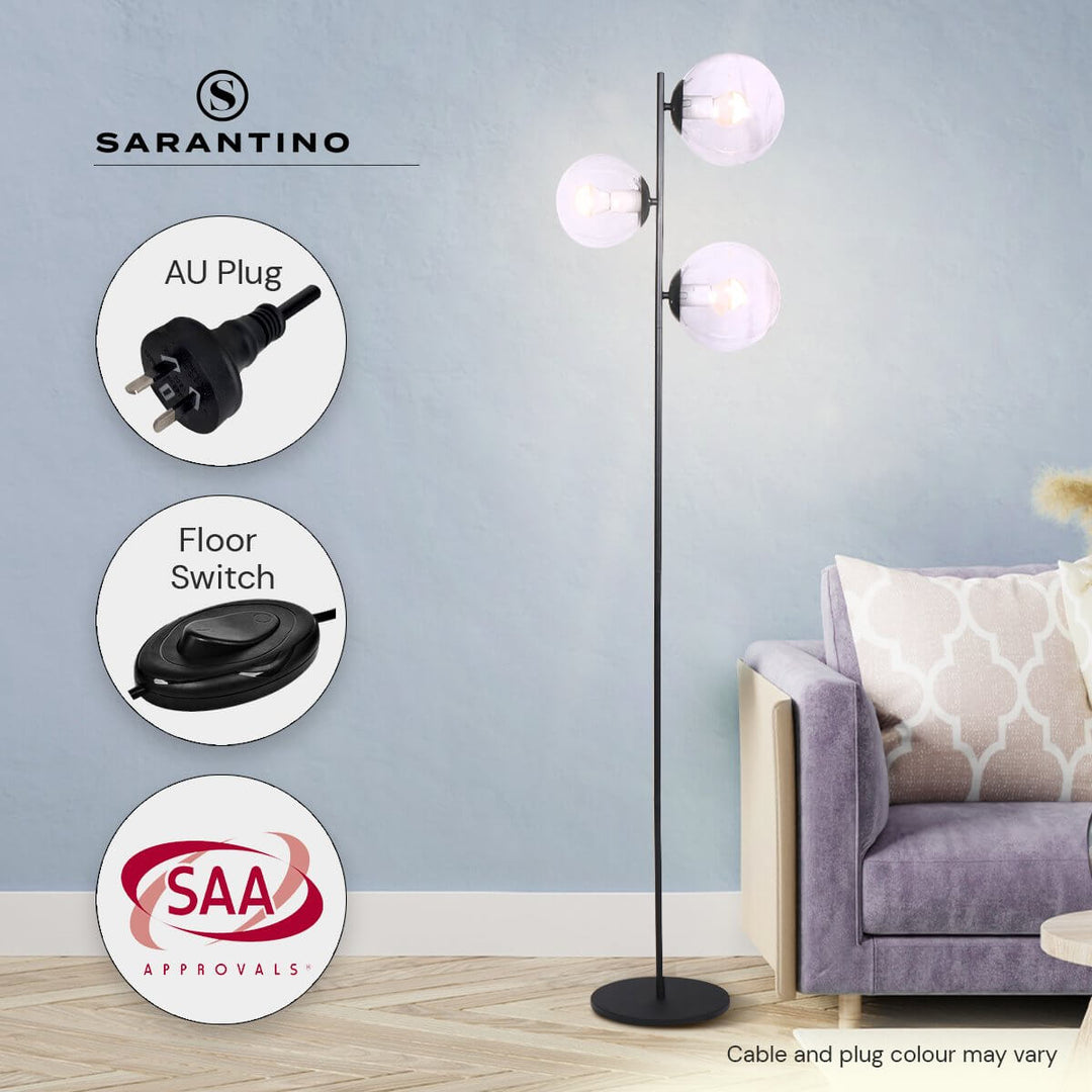 _label_, DSZ Product, feed-cond-new, feed-sl-free shipping, free-shippingSarantino 3 - Light Black Metal Floor Lamp - Premium Home & Garden > Lighting > Table Lamps from Sarantino ! Shop Online Buy Now at S & D's Value Store Family Business Best Customer Service_label_, DSZ Product, feed-cond-new, feed-sl-free shipping, free-shipping