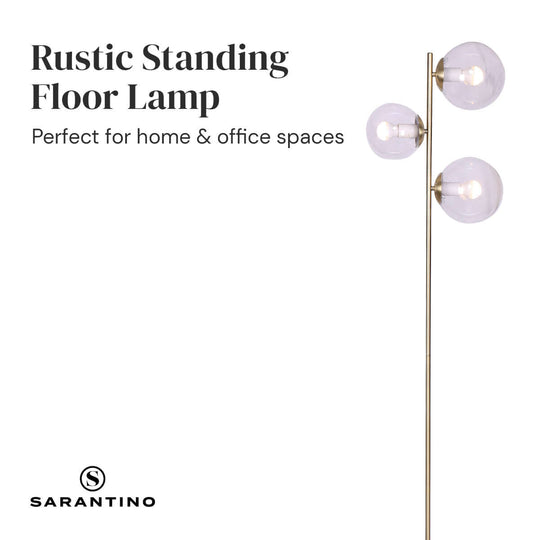 _label_, DSZ Product, feed-cond-new, feed-sl-free shipping, free-shippingSarantino 3 - Light Gold Metal Floor Lamp With Glass Shades - Premium Home & Garden > Lighting > Night Lights & Ambient Lighting from Sarantino ! Shop Online Buy Now at S & D's Value Store Family Business Best Customer Service_label_, DSZ Product, feed-cond-new, feed-sl-free shipping, free-shipping