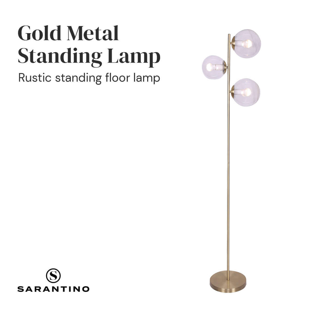 _label_, DSZ Product, feed-cond-new, feed-sl-free shipping, free-shippingSarantino 3 - Light Gold Metal Floor Lamp With Glass Shades - Premium Home & Garden > Lighting > Night Lights & Ambient Lighting from Sarantino ! Shop Online Buy Now at S & D's Value Store Family Business Best Customer Service_label_, DSZ Product, feed-cond-new, feed-sl-free shipping, free-shipping