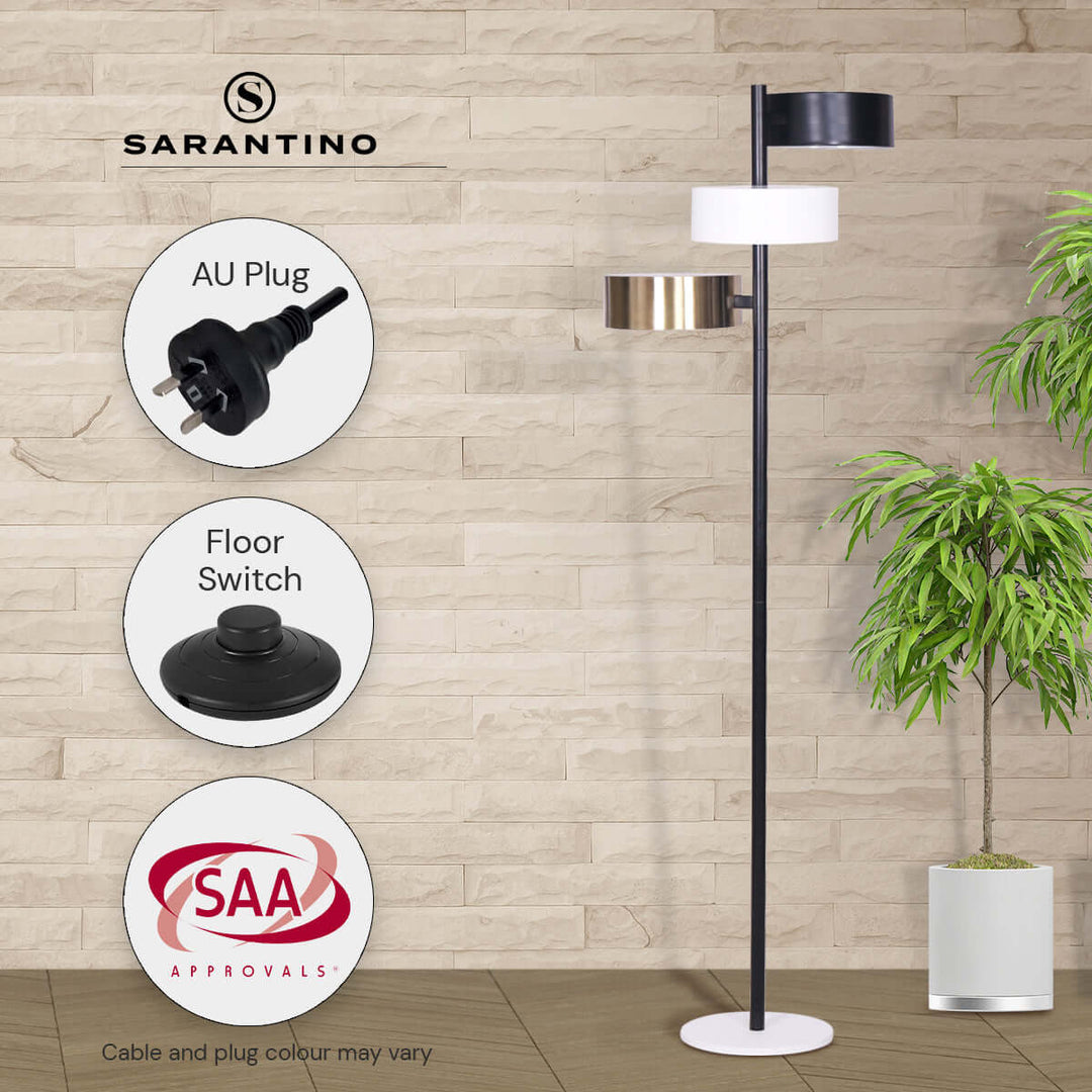 _label_, DSZ Product, feed-cond-new, feed-sl-free shipping, free-shipping, newSarantino Metal Floor Lamp With 3 Swirl Shades - Premium Home & Garden > Lighting > Night Lights & Ambient Lighting from Sarantino ! Shop Online Buy Now at S & D's Value Store Family Business Best Customer Service_label_, DSZ Product, feed-cond-new, feed-sl-free shipping, free-shipping, new