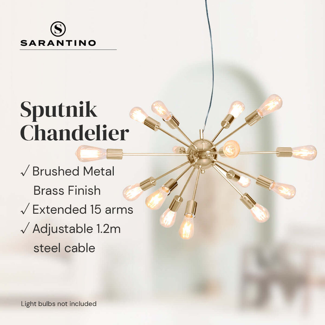 _label_, DSZ Product, feed-cond-new, feed-sl-free shipping, free-shipping, newSarantino 15 - Light Sputnik Chandelier In Brass Finish - Premium Home & Garden > DIY > Kitchen & Bathroom DIY from Sarantino ! Shop Online Buy Now at S & D's Value Store Family Business Best Customer Service_label_, DSZ Product, feed-cond-new, feed-sl-free shipping, free-shipping, new