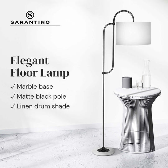 _label_, DSZ Product, feed-cond-new, feed-sl-free shipping, free-shipping, newSarantino Metal Floor Lamp With Marble Base & Off - White Shade - Premium Home & Garden > Lighting > Night Lights & Ambient Lighting from Sarantino ! Shop Online Buy Now at S & D's Value Store Family Business Best Customer Service_label_, DSZ Product, feed-cond-new, feed-sl-free shipping, free-shipping, new