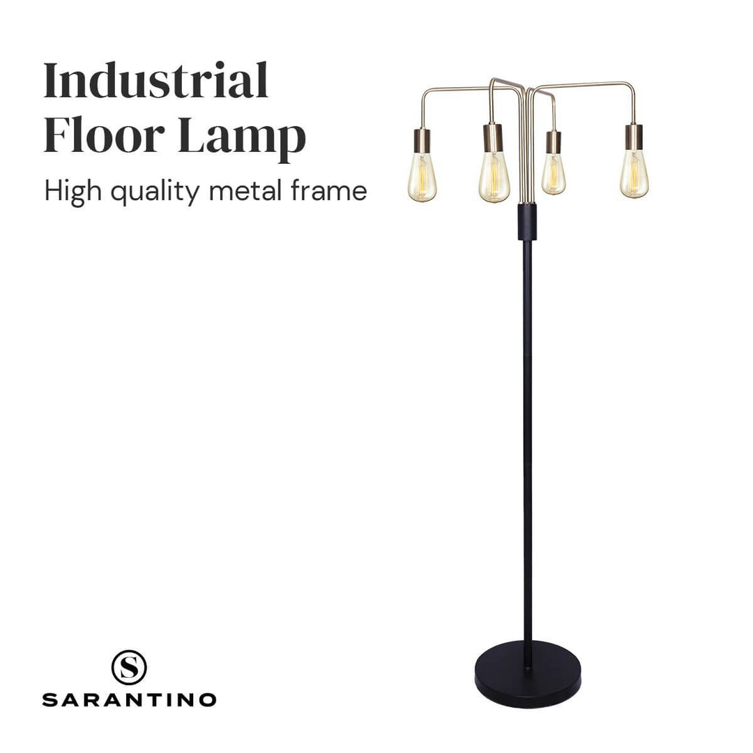 _label_, DSZ Product, feed-cond-new, feed-sl-free shipping, free-shippingSarantino Modern Exposed Bulb 4 - Arm Industrial Light Floor Lamp - Premium Home & Garden > Lighting > Night Lights & Ambient Lighting from Sarantino ! Shop Online Buy Now at S & D's Value Store Family Business Best Customer Service_label_, DSZ Product, feed-cond-new, feed-sl-free shipping, free-shipping