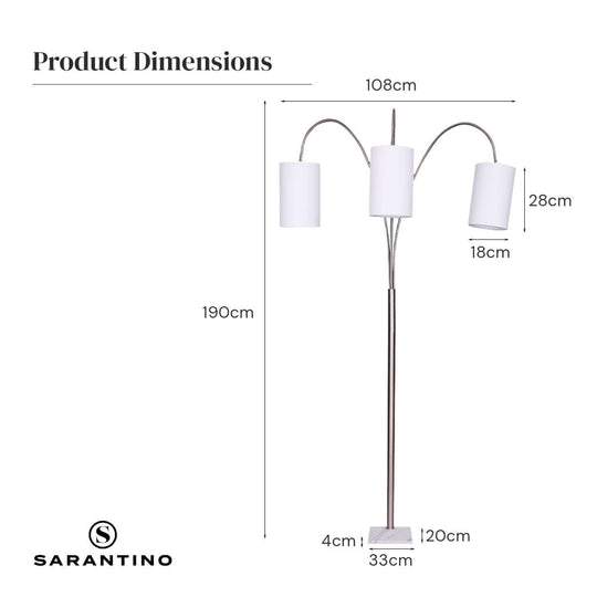 DSZ Product, feed-cond-new, feed-sl-DSZ Freight Payable, newSarantino 3 - Light Metal Arc Floor Lamp - Nickel & Marble Finish - Premium Home & Garden > Lighting > Night Lights & Ambient Lighting from Sarantino ! Shop Online Buy Now at S & D's Value Store Family Business Best Customer ServiceDSZ Product, feed-cond-new, feed-sl-DSZ Freight Payable, new