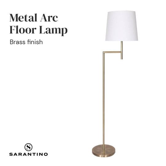 _label_, DSZ Product, feed-cond-new, feed-sl-free shipping, free-shipping, newSarantino Metal Floor Lamp In Antique Brass Finish With Cream Linen Fabric Shade - Premium Home & Garden > Lighting > Night Lights & Ambient Lighting from Sarantino ! Shop Online Buy Now at S & D's Value Store Family Business Best Customer Service_label_, DSZ Product, feed-cond-new, feed-sl-free shipping, free-shipping, new