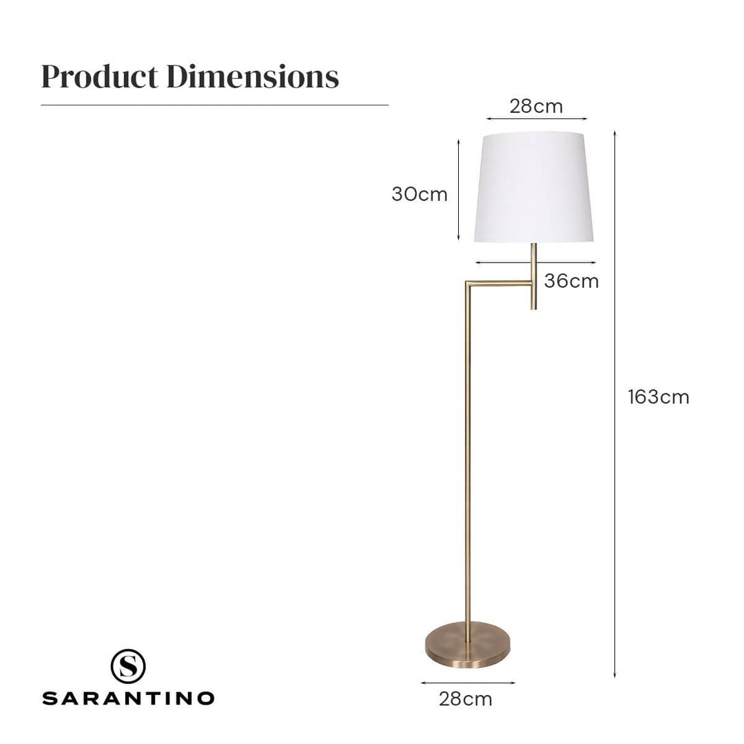 _label_, DSZ Product, feed-cond-new, feed-sl-free shipping, free-shipping, newSarantino Metal Floor Lamp In Antique Brass Finish With Cream Linen Fabric Shade - Premium Home & Garden > Lighting > Night Lights & Ambient Lighting from Sarantino ! Shop Online Buy Now at S & D's Value Store Family Business Best Customer Service_label_, DSZ Product, feed-cond-new, feed-sl-free shipping, free-shipping, new