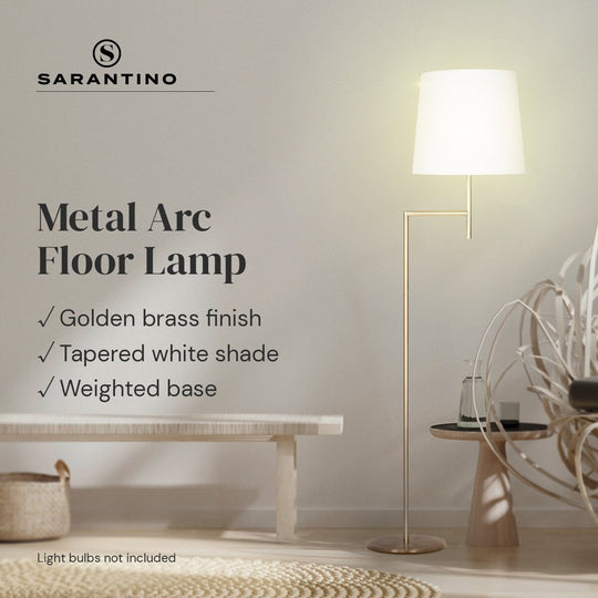 _label_, DSZ Product, feed-cond-new, feed-sl-free shipping, free-shipping, newSarantino Metal Floor Lamp In Antique Brass Finish With Cream Linen Fabric Shade - Premium Home & Garden > Lighting > Night Lights & Ambient Lighting from Sarantino ! Shop Online Buy Now at S & D's Value Store Family Business Best Customer Service_label_, DSZ Product, feed-cond-new, feed-sl-free shipping, free-shipping, new