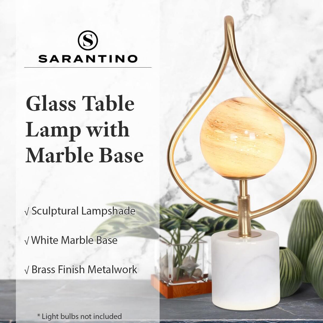 _label_, DSZ Product, feed-cond-new, feed-sl-free shipping, free-shippingSarantino Sculptural Orange Glass Table Lamp With White Marble Base - Premium Home & Garden > Lighting > Table Lamps from Sarantino ! Shop Online Buy Now at S & D's Value Store Family Business Best Customer Service_label_, DSZ Product, feed-cond-new, feed-sl-free shipping, free-shipping