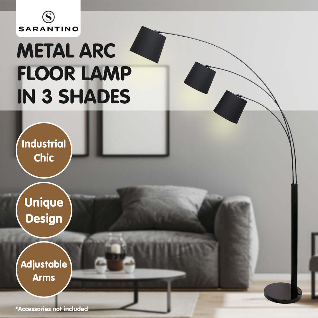 _label_, DSZ Product, feed-cond-new, feed-sl-free shipping, free-shippingSarantino 3 - Light Arc Floor Lamp Adjustable Black 3 Shades - Premium Home & Garden > Lighting > Night Lights & Ambient Lighting from Sarantino ! Shop Online Buy Now at S & D's Value Store Family Business Best Customer Service_label_, DSZ Product, feed-cond-new, feed-sl-free shipping, free-shipping