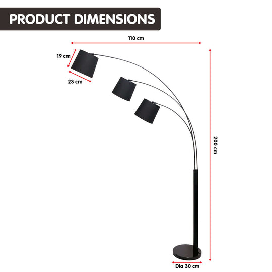 _label_, DSZ Product, feed-cond-new, feed-sl-free shipping, free-shippingSarantino 3 - Light Arc Floor Lamp Adjustable Black 3 Shades - Premium Home & Garden > Lighting > Night Lights & Ambient Lighting from Sarantino ! Shop Online Buy Now at S & D's Value Store Family Business Best Customer Service_label_, DSZ Product, feed-cond-new, feed-sl-free shipping, free-shipping