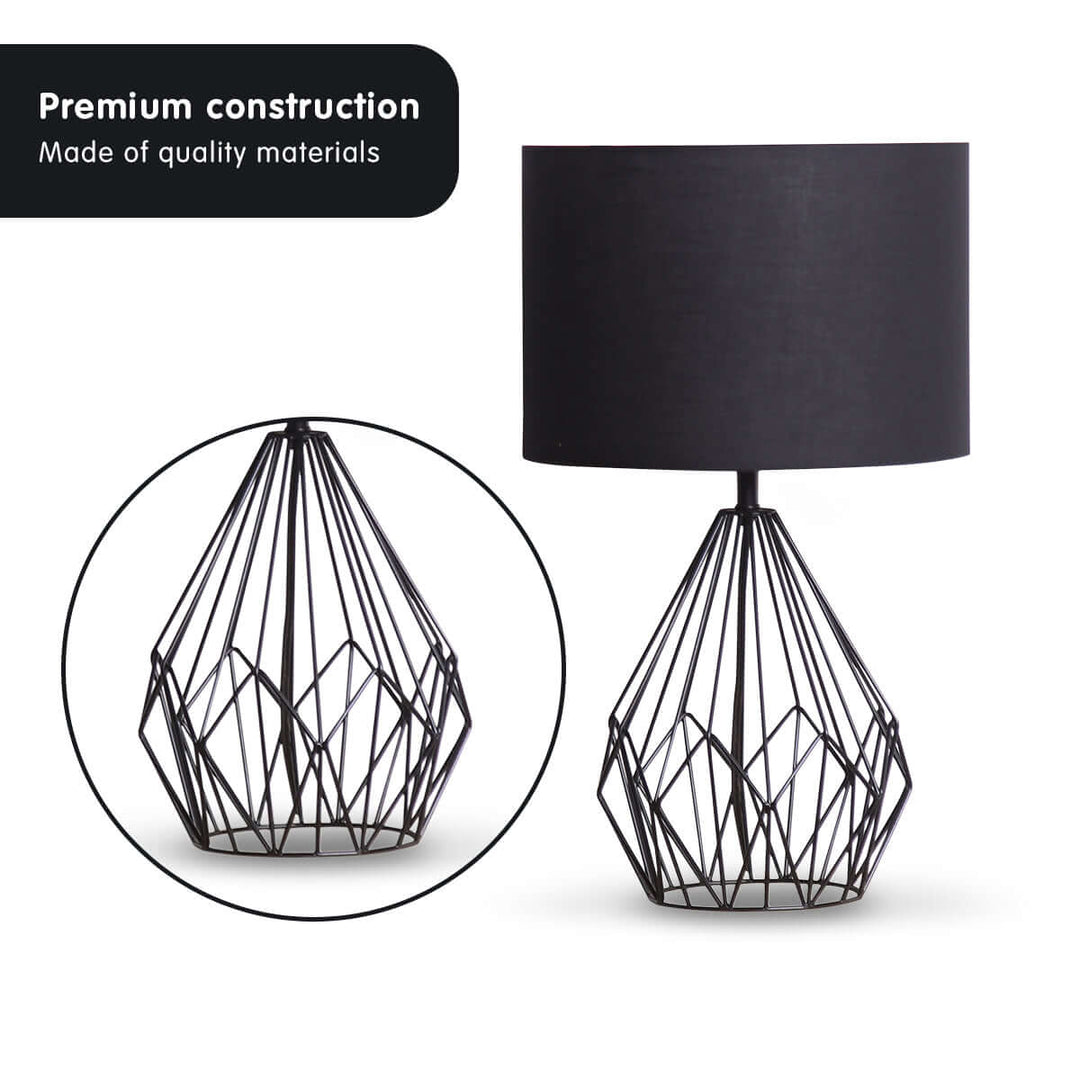 _label_, DSZ Product, feed-cond-new, feed-sl-free shipping, free-shippingSarantino Metal Wire Table Lamp In Black Finish With Black Drum Shade - Premium Home & Garden > Lighting > Table Lamps from Sarantino ! Shop Online Buy Now at S & D's Value Store Family Business Best Customer Service_label_, DSZ Product, feed-cond-new, feed-sl-free shipping, free-shipping