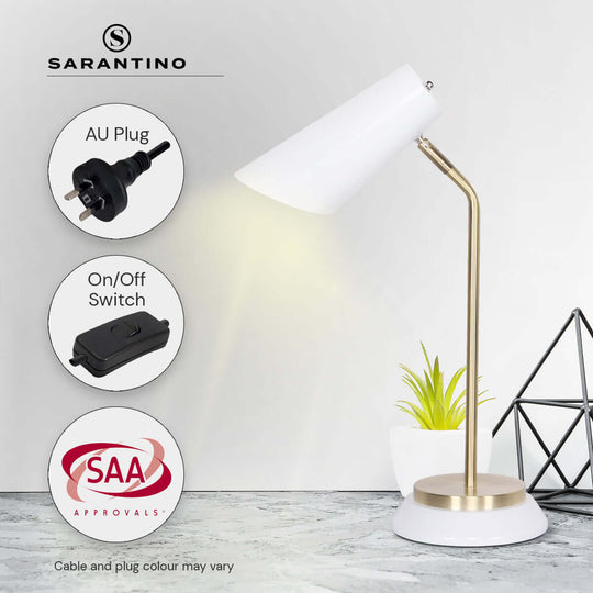 _label_, DSZ Product, feed-cond-new, feed-sl-free shipping, free-shippingSarantino Electric Reading Light Table Lamp Brass Finish - White - Premium Home & Garden > Lighting > Night Lights & Ambient Lighting from Sarantino ! Shop Online Buy Now at S & D's Value Store Family Business Best Customer Service_label_, DSZ Product, feed-cond-new, feed-sl-free shipping, free-shipping