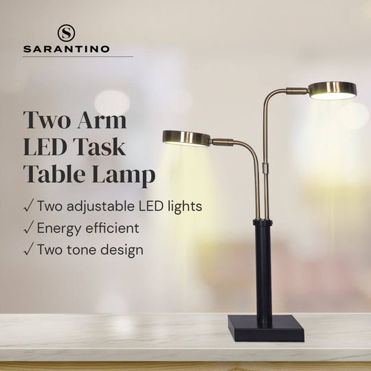 _label_, DSZ Product, feed-cond-new, feed-sl-free shipping, free-shippingSarantino Led Metal Table Lamp With 2 Lights Brushed Gold Black Finish - Premium Home & Garden > Lighting > Ceiling Lights from Sarantino ! Shop Online Buy Now at S & D's Value Store Family Business Best Customer Service_label_, DSZ Product, feed-cond-new, feed-sl-free shipping, free-shipping