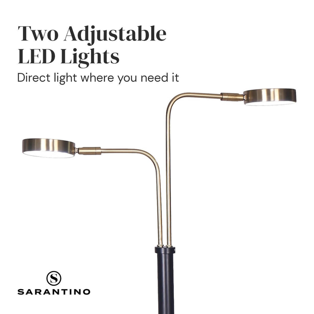 _label_, DSZ Product, feed-cond-new, feed-sl-free shipping, free-shippingSarantino Led Metal Floor Lamp With 2 Lights In Brushed Gold And Black Finish - Premium Home & Garden > Lighting > Night Lights & Ambient Lighting from Sarantino ! Shop Online Buy Now at S & D's Value Store Family Business Best Customer Service_label_, DSZ Product, feed-cond-new, feed-sl-free shipping, free-shipping