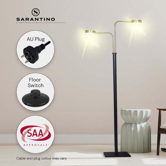 _label_, DSZ Product, feed-cond-new, feed-sl-free shipping, free-shippingSarantino Led Metal Floor Lamp With 2 Lights In Brushed Gold And Black Finish - Premium Home & Garden > Lighting > Night Lights & Ambient Lighting from Sarantino ! Shop Online Buy Now at S & D's Value Store Family Business Best Customer Service_label_, DSZ Product, feed-cond-new, feed-sl-free shipping, free-shipping