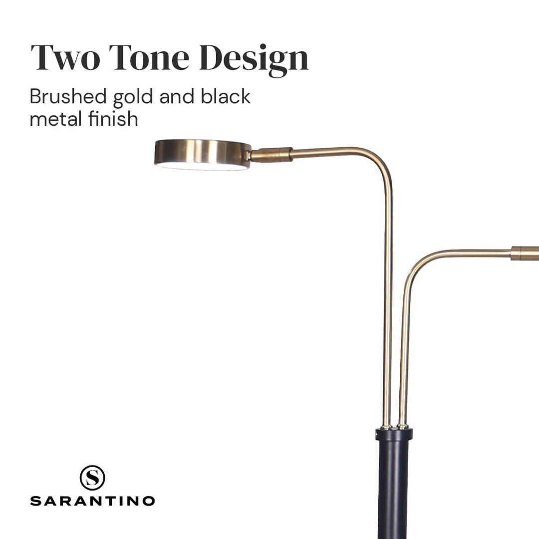 _label_, DSZ Product, feed-cond-new, feed-sl-free shipping, free-shippingSarantino Led Metal Floor Lamp With 2 Lights In Brushed Gold And Black Finish - Premium Home & Garden > Lighting > Night Lights & Ambient Lighting from Sarantino ! Shop Online Buy Now at S & D's Value Store Family Business Best Customer Service_label_, DSZ Product, feed-cond-new, feed-sl-free shipping, free-shipping