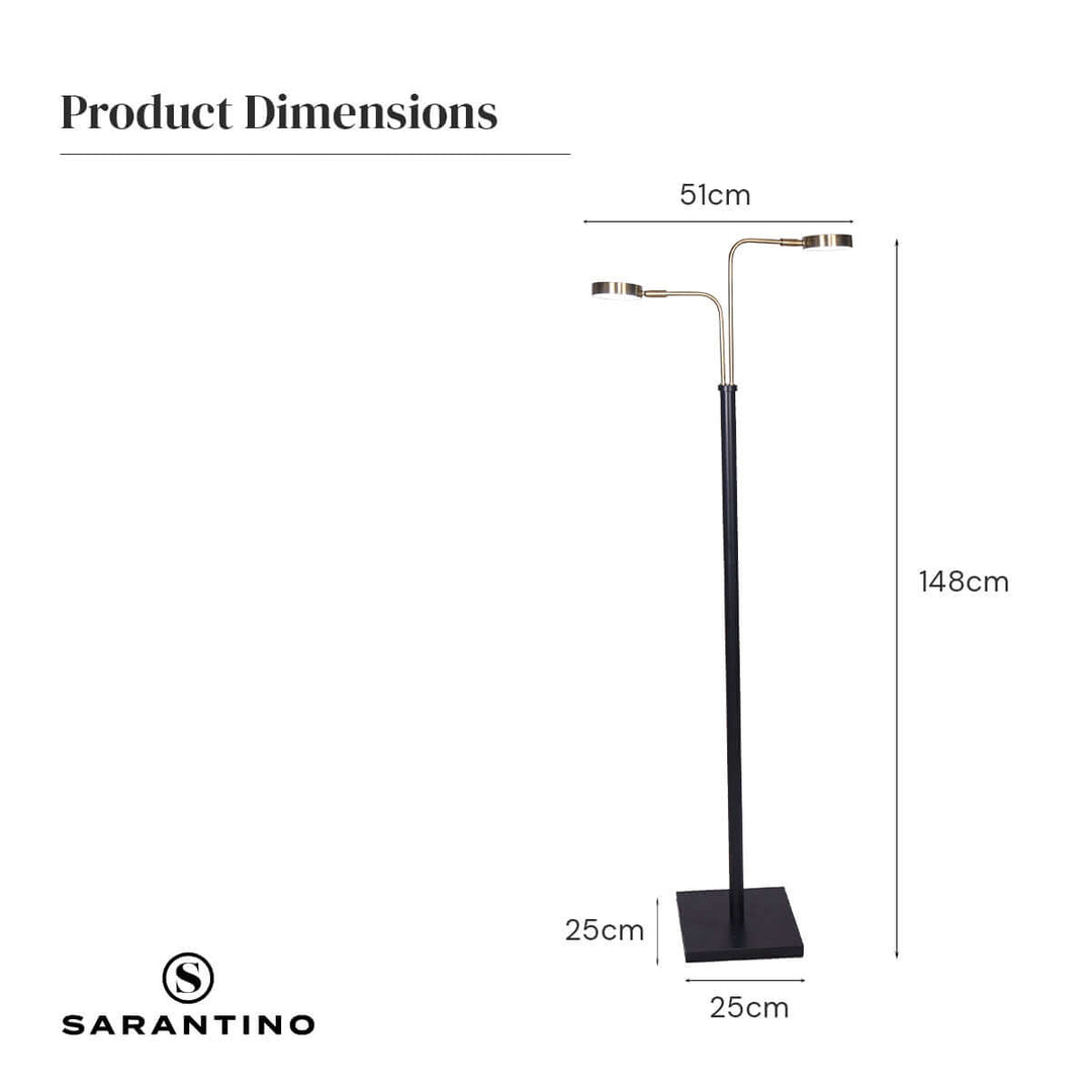 _label_, DSZ Product, feed-cond-new, feed-sl-free shipping, free-shippingSarantino Led Metal Floor Lamp With 2 Lights In Brushed Gold And Black Finish - Premium Home & Garden > Lighting > Night Lights & Ambient Lighting from Sarantino ! Shop Online Buy Now at S & D's Value Store Family Business Best Customer Service_label_, DSZ Product, feed-cond-new, feed-sl-free shipping, free-shipping