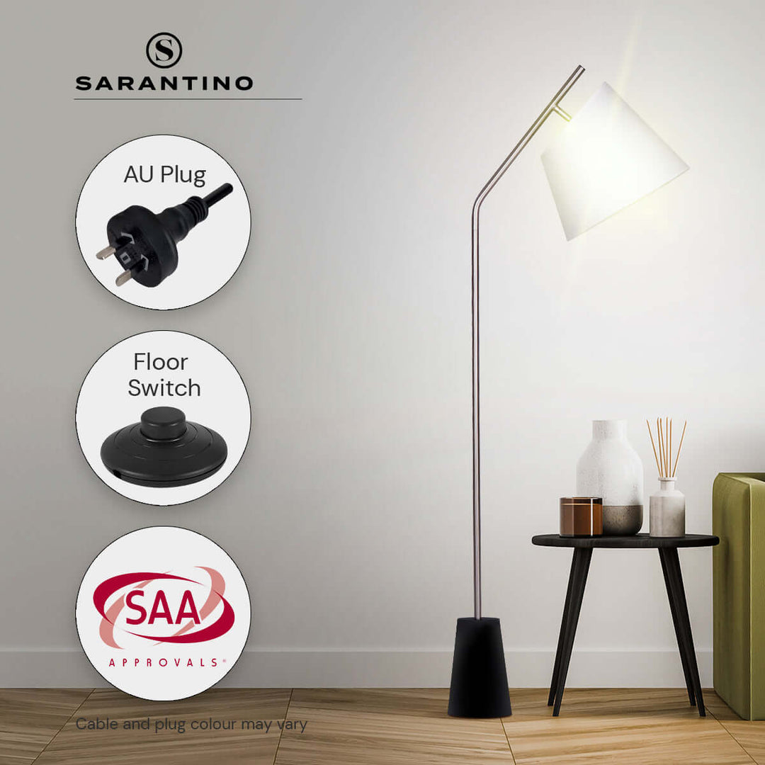 _label_, DSZ Product, feed-cond-new, feed-sl-free shipping, free-shipping, newSarantino Metal Floor Lamp Nickel Finish With Black Marble Base - Premium Home & Garden > Wall Art > 3D Wall Art from Sarantino ! Shop Online Buy Now at S & D's Value Store Family Business Best Customer Service_label_, DSZ Product, feed-cond-new, feed-sl-free shipping, free-shipping, new