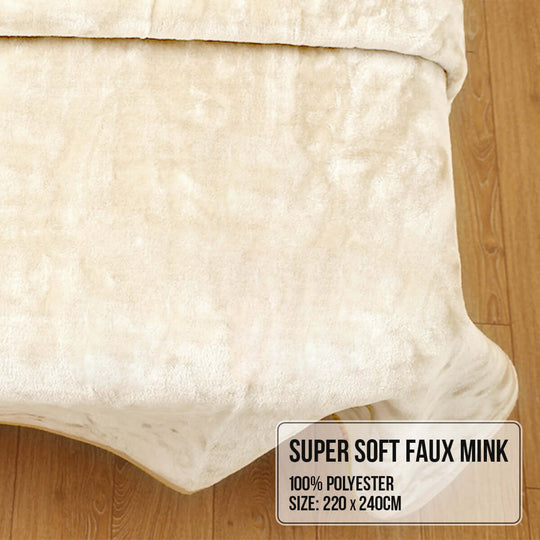 _label_, DSZ Product, feed-cond-new, feed-sl-free shipping, free-shippingLaura Hill 800 - Gsm Faux Mink Throw Rug Blanket Queen Size Double - Sided Large 220 X 240Cm Heavy - Cream - Premium Home & Garden > Bedding > Blankets & Throws from Laura Hill ! Shop Online Buy Now at S & D's Value Store Family Business Best Customer Service_label_, DSZ Product, feed-cond-new, feed-sl-free shipping, free-shipping