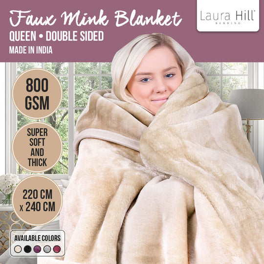 _label_, DSZ Product, feed-cond-new, feed-sl-free shipping, free-shippingLaura Hill 800 - Gsm Faux Mink Throw Rug Blanket Queen Size Double - Sided Large 220 X 240Cm Heavy - Cream - Premium Home & Garden > Bedding > Blankets & Throws from Laura Hill ! Shop Online Buy Now at S & D's Value Store Family Business Best Customer Service_label_, DSZ Product, feed-cond-new, feed-sl-free shipping, free-shipping