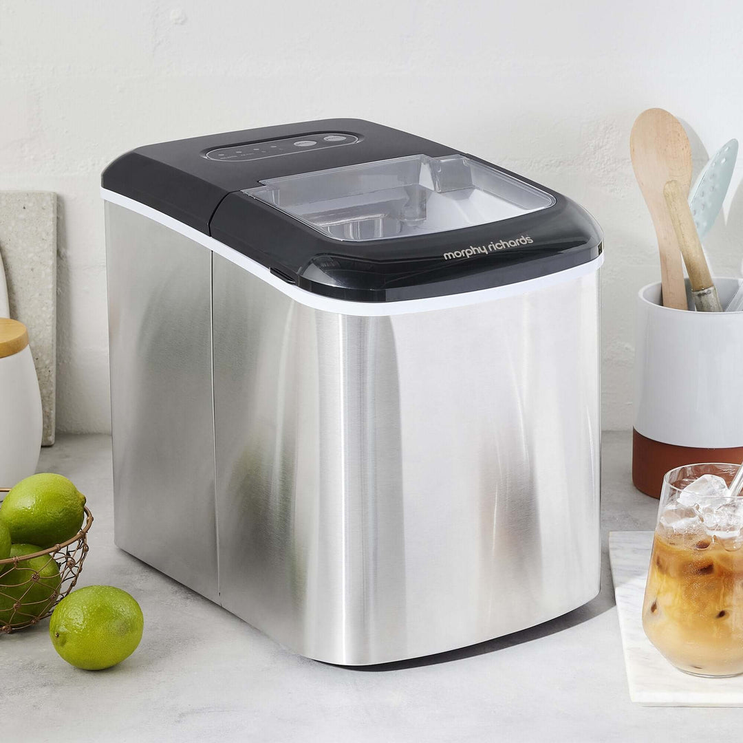 Morphy Richards 15kg Ice Maker in stainless steel for affordable DIY luxury drinks.