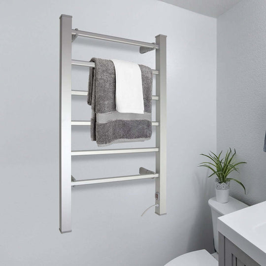 _label_, DSZ Product, feed-cond-new, feed-sl-free shipping, free-shipping, newPronti Heated Towel Rack Electric Bathroom Towel Rails Warmer 100W - Silver - Premium Home & Garden > Laundry & Cleaning > Drying Racks & Hangers from Pronti ! Shop Online Buy Now at S & D's Value Store Family Business Best Customer Service_label_, DSZ Product, feed-cond-new, feed-sl-free shipping, free-shipping, new