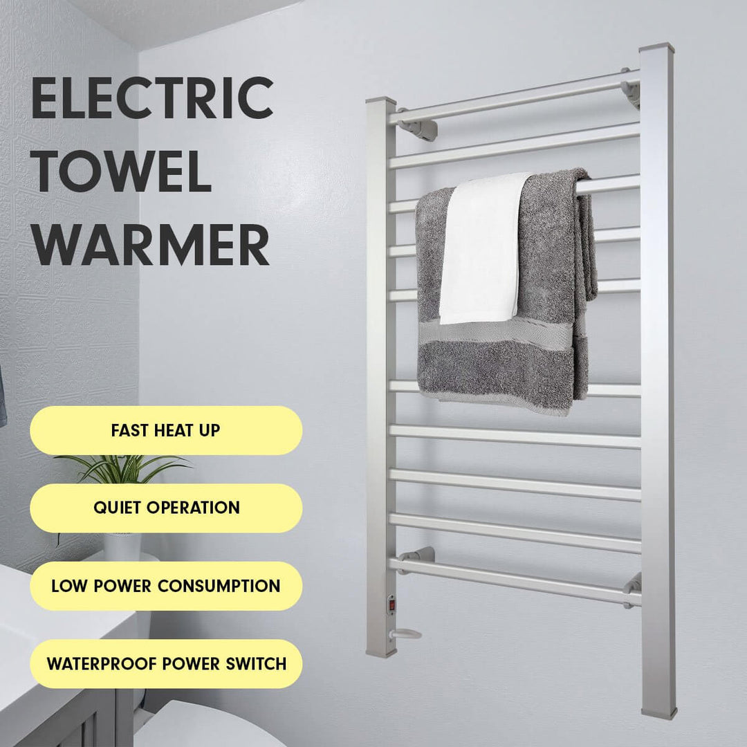 _label_, DSZ Product, feed-cond-new, feed-sl-free shipping, free-shipping, newPronti Heated Towel Rack Electric Bathroom Towel Rails Warmer Ev - 160 -  Silver - Premium Home & Garden > Laundry & Cleaning > Drying Racks & Hangers from Pronti ! Shop Online Buy Now at S & D's Value Store Family Business Best Customer Service_label_, DSZ Product, feed-cond-new, feed-sl-free shipping, free-shipping, new