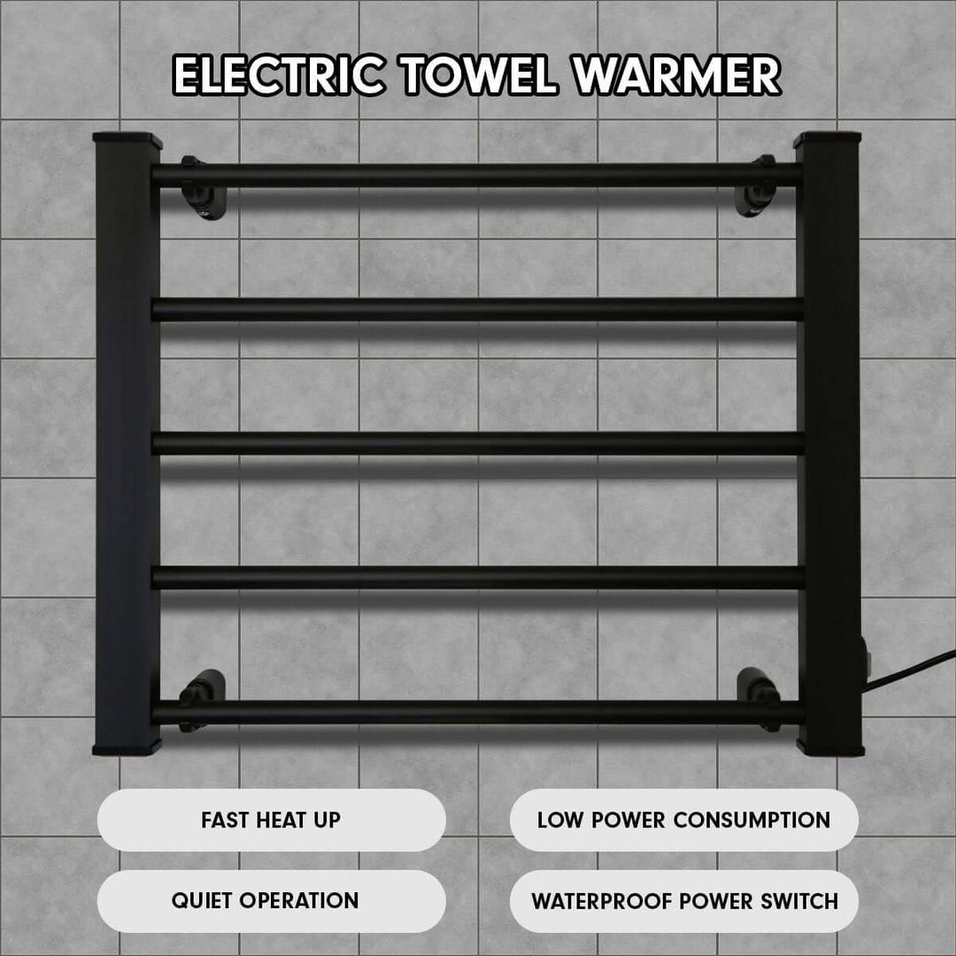 _label_, DSZ Product, feed-cond-new, feed-sl-free shipping, free-shipping, newPronti Heated Towel Rack Electric Bathroom Towel Rails Warmer Ev - 90  - Black - Premium Home & Garden > Laundry & Cleaning > Drying Racks & Hangers from Pronti ! Shop Online Buy Now at S & D's Value Store Family Business Best Customer Service_label_, DSZ Product, feed-cond-new, feed-sl-free shipping, free-shipping, new