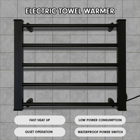 _label_, DSZ Product, feed-cond-new, feed-sl-free shipping, free-shipping, newPronti Heated Towel Rack Electric Bathroom Towel Rails Warmer Ev - 90  - Black - Premium Home & Garden > Laundry & Cleaning > Drying Racks & Hangers from Pronti ! Shop Online Buy Now at S & D's Value Store Family Business Best Customer Service_label_, DSZ Product, feed-cond-new, feed-sl-free shipping, free-shipping, new