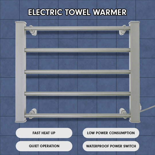 _label_, DSZ Product, feed-cond-new, feed-sl-free shipping, free-shipping, newPronti Heated Towel Rack Electric Bathroom Towel Rails Warmer Ev - 90 -  Silver - Premium Home & Garden > Laundry & Cleaning > Drying Racks & Hangers from Pronti ! Shop Online Buy Now at S & D's Value Store Family Business Best Customer Service_label_, DSZ Product, feed-cond-new, feed-sl-free shipping, free-shipping, new