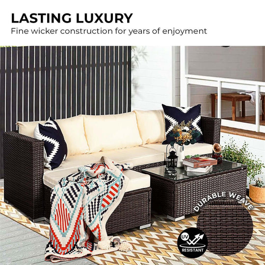 DSZ Product, feed-cond-new, feed-sl-DSZ Freight Payable, newSarantino 5Pc Modular Outdoor Lounge Set Pe Rattan - Brown - Premium Furniture > Outdoor > Outdoor Sofas & Lounge Sets from Sarantino ! Shop Online Buy Now at S & D's Value Store Family Business Best Customer ServiceDSZ Product, feed-cond-new, feed-sl-DSZ Freight Payable, new