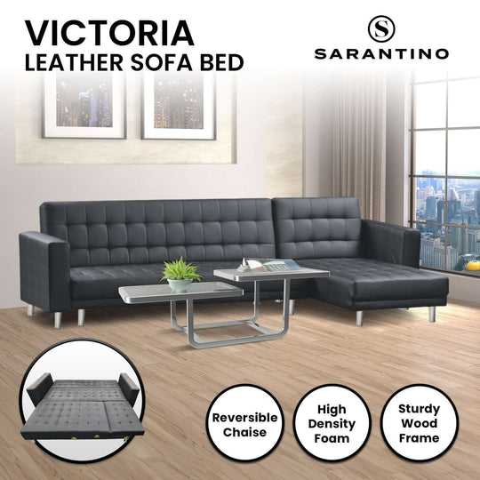 DSZ Product, feed-cond-new, feed-sl-DSZ Freight Payable, newSarantino Corner Faux Leather Sofa Bed Couch With Chaise - Black - Premium Furniture > Bar Stools & Chairs > Arm Chairs & Recliners from Sarantino ! Shop Online Buy Now at S & D's Value Store Family Business Best Customer ServiceDSZ Product, feed-cond-new, feed-sl-DSZ Freight Payable, new