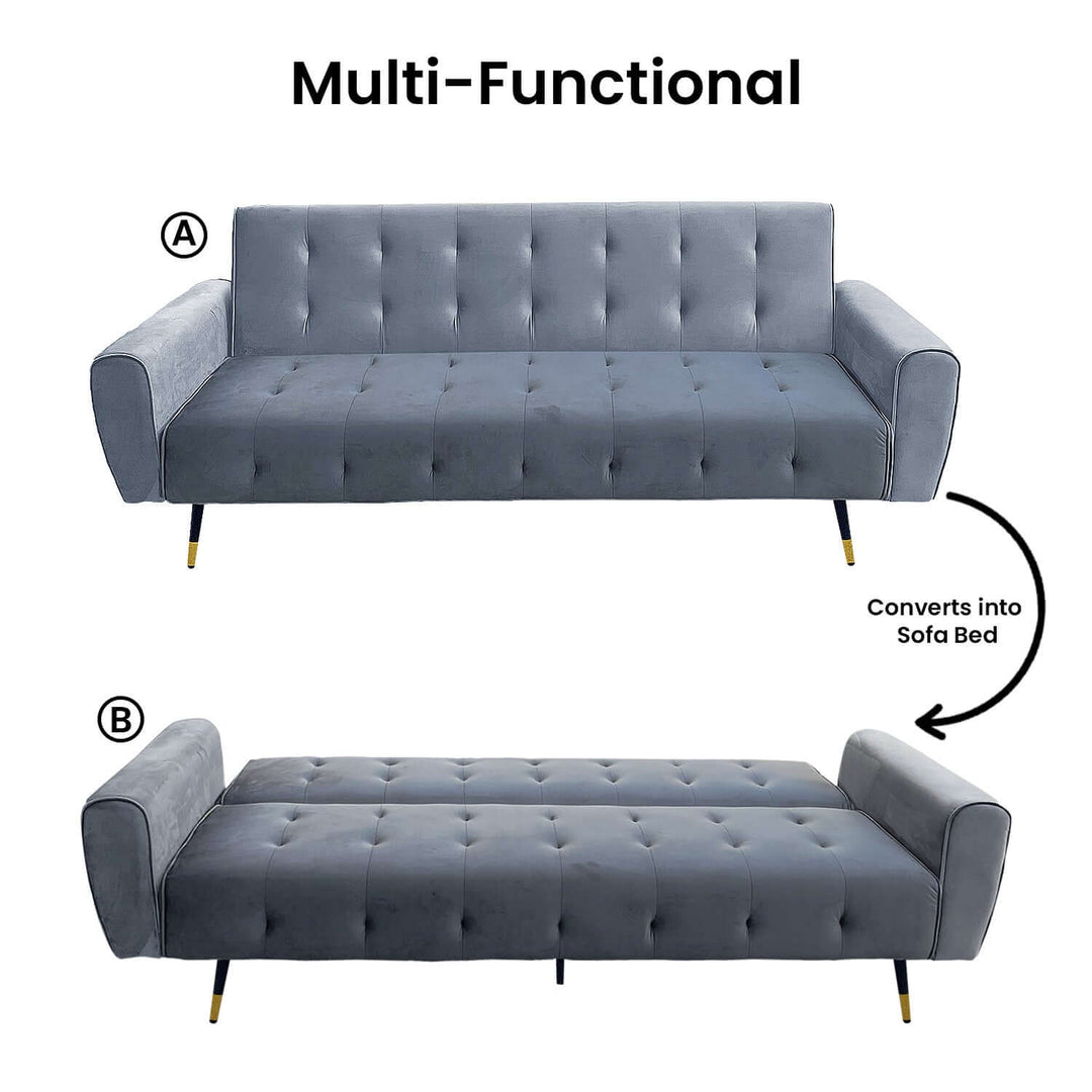 DSZ Product, feed-cond-new, feed-sl-DSZ Freight Payable, newSarantino Ava 3 - Seater Tufted Velvet Sofa Bed By Sarantino - Light Grey - Premium Furniture > Bar Stools & Chairs > Arm Chairs & Recliners from Sarantino ! Shop Online Buy Now at S & D's Value Store Family Business Best Customer ServiceDSZ Product, feed-cond-new, feed-sl-DSZ Freight Payable, new