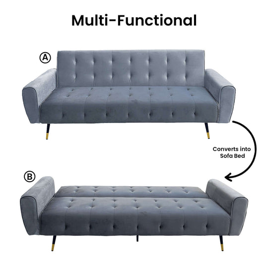 DSZ Product, feed-cond-new, feed-sl-DSZ Freight Payable, newSarantino Ava 3 - Seater Tufted Velvet Sofa Bed By Sarantino - Light Grey - Premium Furniture > Bar Stools & Chairs > Arm Chairs & Recliners from Sarantino ! Shop Online Buy Now at S & D's Value Store Family Business Best Customer ServiceDSZ Product, feed-cond-new, feed-sl-DSZ Freight Payable, new