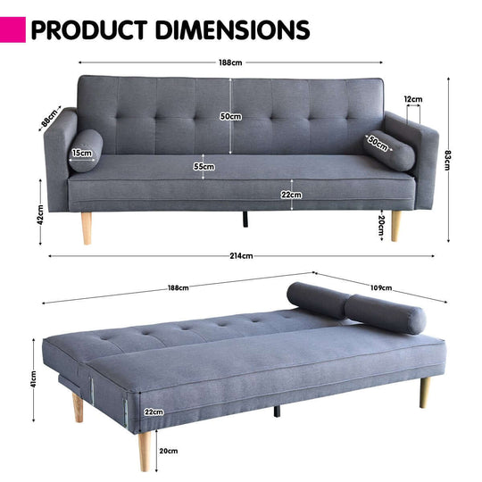 DSZ Product, feed-cond-new, feed-sl-DSZ Freight Payable, newSarantino Madison Sofa Bed Lounge Couch Futon Furniture Home Dark Grey Linen Suite - Premium Furniture > Bar Stools & Chairs > Arm Chairs & Recliners from Sarantino ! Shop Online Buy Now at S & D's Value Store Family Business Best Customer ServiceDSZ Product, feed-cond-new, feed-sl-DSZ Freight Payable, new