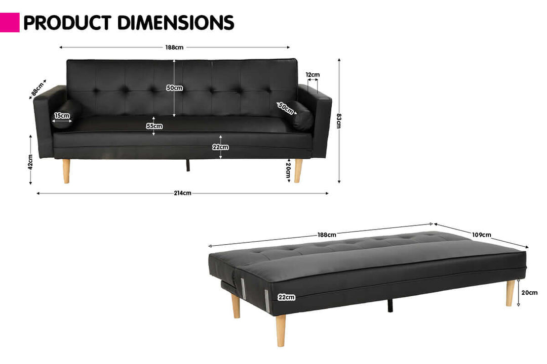 DSZ Product, feed-cond-new, feed-sl-DSZ Freight Payable, newSarantino Madison Faux Leather Sofa Bed Lounge Couch Futon Furniture Home Suite - Black - Premium Furniture > Bar Stools & Chairs > Arm Chairs & Recliners from Sarantino ! Shop Online Buy Now at S & D's Value Store Family Business Best Customer ServiceDSZ Product, feed-cond-new, feed-sl-DSZ Freight Payable, new