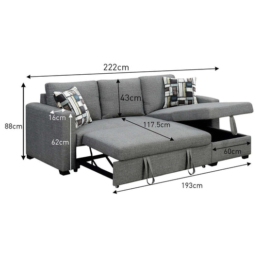 DSZ Product, feed-cond-new, feed-sl-DSZ Freight Payable, newSarantino Fontana Pullout Sofa Bed With Storage Chaise Lounge - Grey - Premium Furniture > Bar Stools & Chairs > Arm Chairs & Recliners from Sarantino ! Shop Online Buy Now at S & D's Value Store Family Business Best Customer ServiceDSZ Product, feed-cond-new, feed-sl-DSZ Freight Payable, new