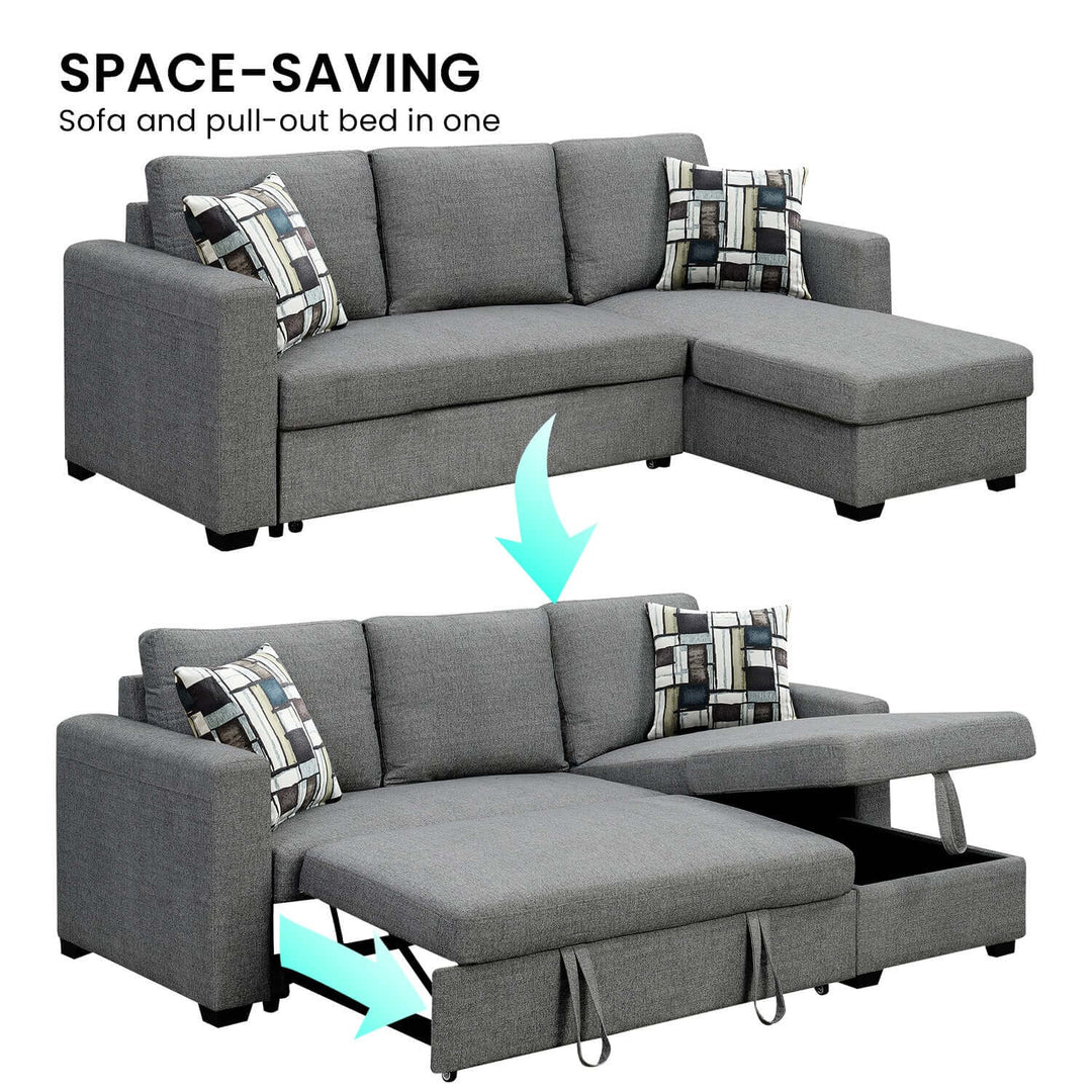 DSZ Product, feed-cond-new, feed-sl-DSZ Freight Payable, newSarantino Fontana Pullout Sofa Bed With Storage Chaise Lounge - Grey - Premium Furniture > Bar Stools & Chairs > Arm Chairs & Recliners from Sarantino ! Shop Online Buy Now at S & D's Value Store Family Business Best Customer ServiceDSZ Product, feed-cond-new, feed-sl-DSZ Freight Payable, new