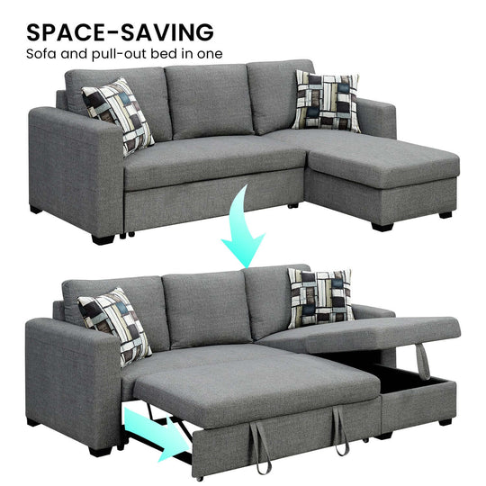 DSZ Product, feed-cond-new, feed-sl-DSZ Freight Payable, newSarantino Fontana Pullout Sofa Bed With Storage Chaise Lounge - Grey - Premium Furniture > Bar Stools & Chairs > Arm Chairs & Recliners from Sarantino ! Shop Online Buy Now at S & D's Value Store Family Business Best Customer ServiceDSZ Product, feed-cond-new, feed-sl-DSZ Freight Payable, new